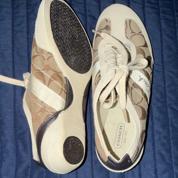 Coach Tan and Cream Patterned Sneakers - Picture 2 of 7